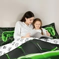 thumbnail image 5 of jejeloiu Gamepad Gamer Full Size Comforter Sets,Modern Video Game Bedding Comforter Set,Green Geometric Honeycomb Bedding Sets For Boys Kids,Luxury Bedroom Decor Reversible,3 Pieces, 5 of 8
