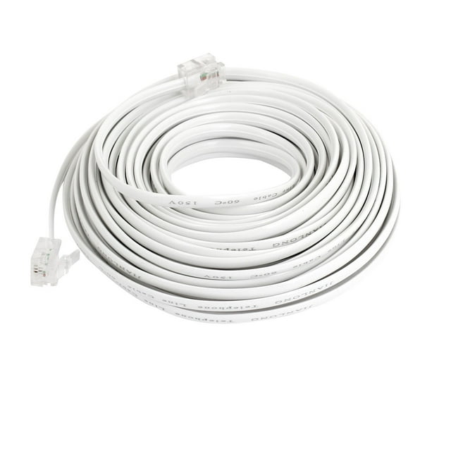 Unique Bargains 10M 32.8Ft RJ11 Telephone Extension Cable Connector White