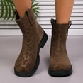 thumbnail image 4 of Mostsola Womens Gogo Boots Mid Calf Heel Zipper Boots Square Toe Retro Suede Short Booties, 4 of 8