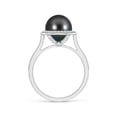 thumbnail image 2 of Angara Tahitian Cultured Pearl Halo Ring with Milgrain in 925 Sterling Silver for Women | June Birthstone Jewelry for Her, 2 of 5
