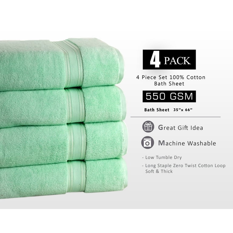 Lezeth Collection 4 Piece Super Soft Zero Twist Oversize Bath Sheet Walmart
