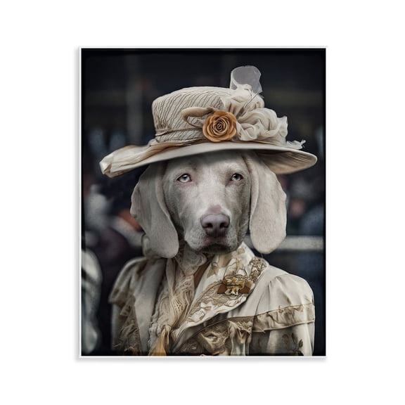 Stupell Industries Dog with Floral Hat Animals & Insects Painting Unframed Art Print Wall Art, 11 x 14