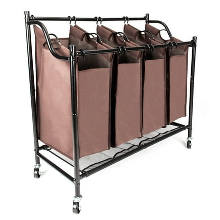 Box Utility Cart - Zimtown Laundry Sorter 4 Section Bag Basket Bar Hamper Bin Utility Cart Hanger