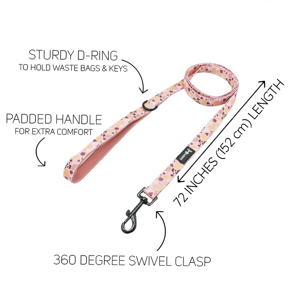 Sassy Woof Pink Terrazzo 6ft Cushioned Dog Leash - Durable for Medium and Large Dogs