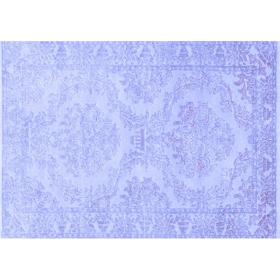 Ahgly Company Machine Washable Indoor Rectangle Persian Blue Traditional Area Rugs, 5' x 8'