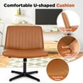 thumbnail image 5 of PayLessHere Criss Cross-Leg Office Chair - Armless Adjustable Fabric Seat,with No Wheels, Brown, 5 of 7