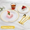 thumbnail image 4 of Fijinhom 700 Pcs Gold Dinnerware Set for 100 Guests, Disposable for Party, Include: 100 Gold Rim Dinner Plates, 100 Dessert Plates, 100 Paper Napkins, 100 Cups, 100 Plastic Silverware Set, 4 of 6