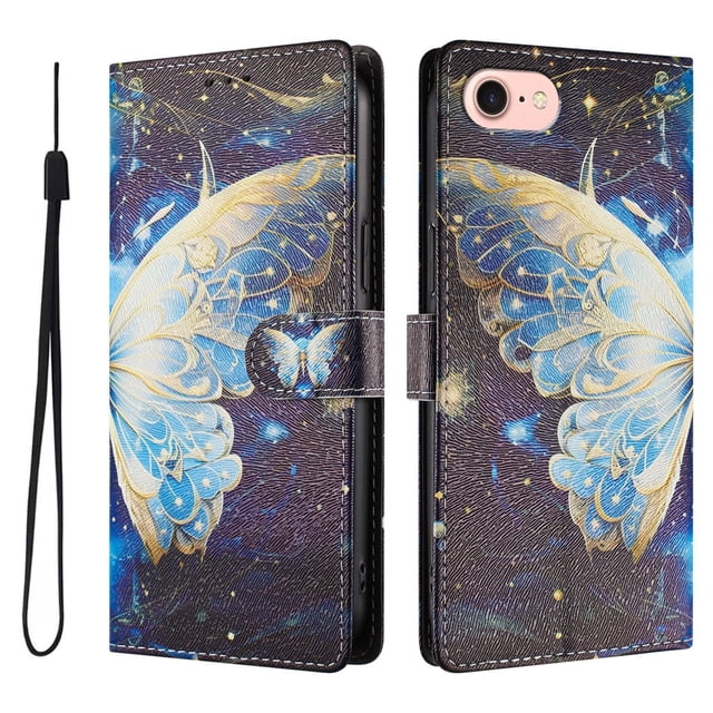 FOXDOCK Funda Tipo Cartera para iPhone 6/7/8 con Soporte y Correa – Diseño de Patrones Lindos