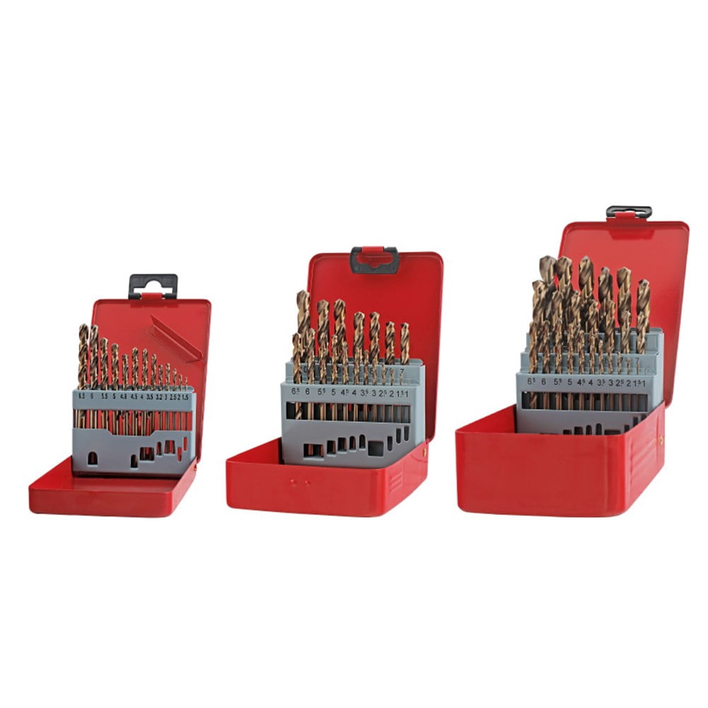 Hss Titanium Coated Drill Bit Set For Metal Plastic Wood 13/19/25Pc Straight Shank Bits With Storage Case For Stainless Steel Cast Iron Copper Aluminum 19Pcs