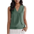 thumbnail image 1 of Liquidation! Hauts Grande Taille pour Femmes, Blouse à Manches Courtes d'Été pour Femmes, Mode Décontractée Sans Manches Unie Col en V Blouse, 1 of 5