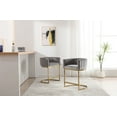 thumbnail image 3 of Dayalane 24.5" Modern Counter Height Bar Stool Set of 2, Velvet Upholstered Bar Stool with Curved Backrest and Gold Metal Frame, Comfy Barrel Stools Kitchen Island Stool for Bar Restaurant, Gray, 3 of 8