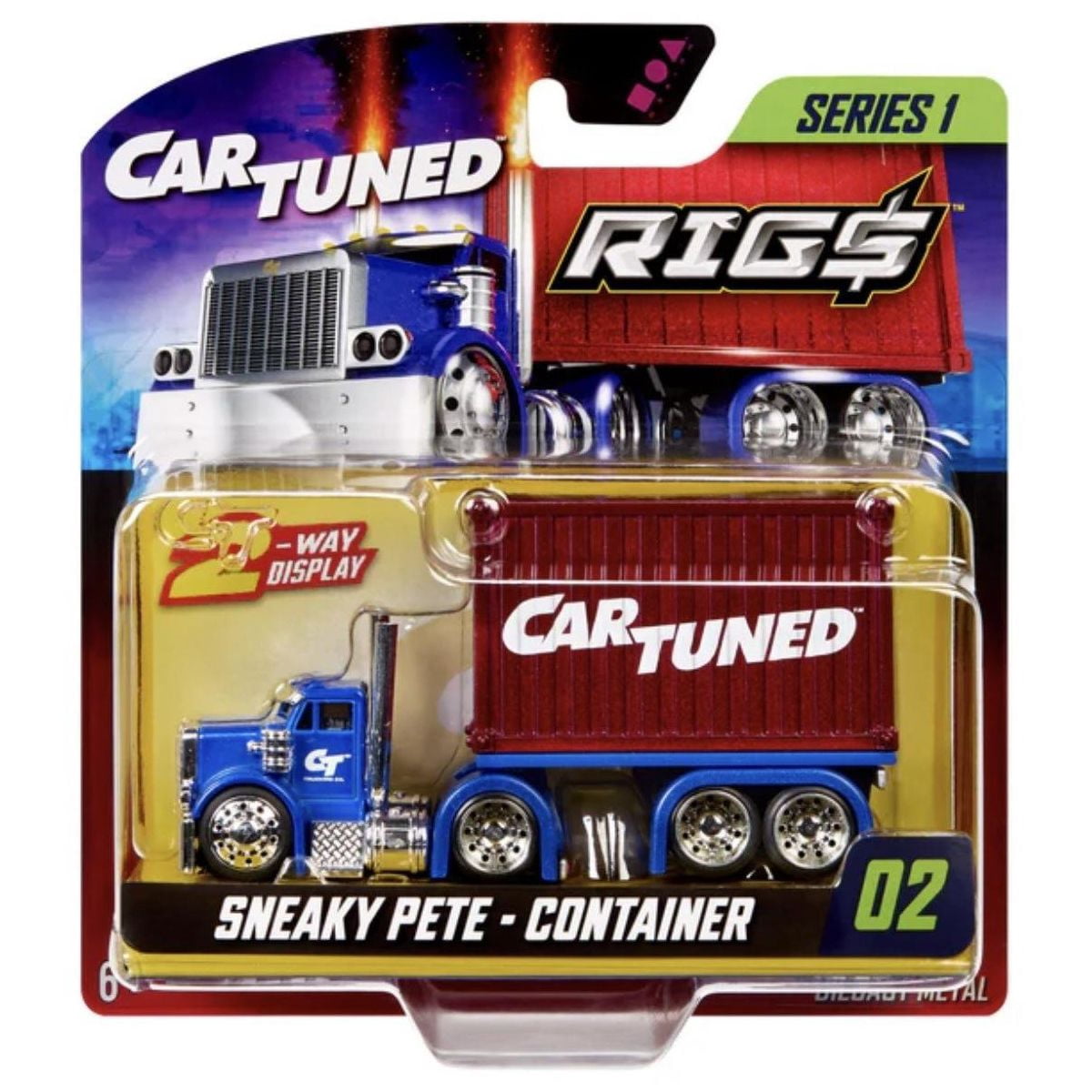 CarTuned Rigs Sneaky Peterbilt W/Container Yellow Series 1