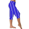 thumbnail image 2 of XuJwPNcy Womens Capri Pants Casual Summer Stripe Print Elastic Waist Capris Soft Active Stretch Cinch Bottom Pants, 2 of 6