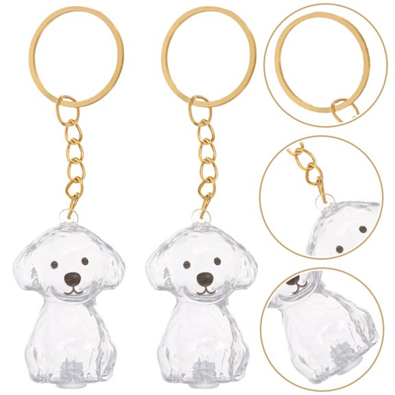 HEANUJJ 2Pcs Dog Hair Keepsake Keychain Transparent Design Pet Memorial Bag Charm for Everyday Use