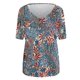 thumbnail image 3 of Puntoco Tallas grandes Mujer Manga corta Impreso Cuello en V Tops Camiseta Blusa Puntoco Puntoco-4032, 3 of 4