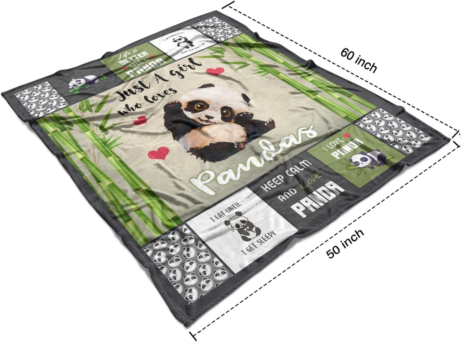 Cute Panda Throw Blanket for Kids Warm Soft Micro Flannel Blanket for Bed/Sofa/Travel/Living Room Decor 50x60 Inch