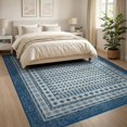 thumbnail image 3 of ODIKA 8'x10' Navy Blue Ivory Geometric Cross Motif Washable Area Rug Vintage Medallion With Intricate Diamond Lattice Work And Ornate Multi Durable, Non-Slip for Living Room, Under Sectional, Family, 3 of 7