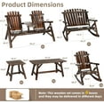 thumbnail image 6 of EPICOZY 6-Piece Outdoor Wood Log Rocking Conversation Set, Patio Adirondack Furniture Set Including 2-Seater Loveseat, 2 Coffee Table, 2 Log Rocker Chair, Garden Bench & Built-in Table, Carbonized, 6 of 7