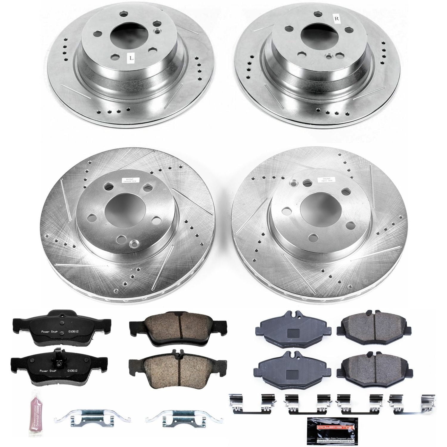 Power Stop Front and Rear Brake Kit with Drilled & Slotted Rotors and Ceramic Brake Pads K4514