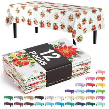 Exquisite Premium Waterproof Plastic Tablecloth 54" x 108" - Christmas Festive Print