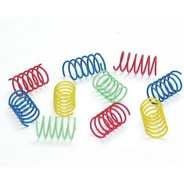 Durable Heavy Gauge Plastic Springs, 10-Pack for Engaging Playtime & Exercise, Random Bright Colors Interactive Cat Toy Set