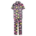 thumbnail image 4 of Cavosen Womens Pajama Sets Short Sleeve Long Pants 2 Piece Button down Soft Sleepwear Collar Shirts Nightwear Heart Print Pjs with Pocket Comfort Loungewear Outfits Black S, 4 of 5