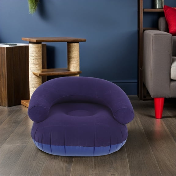 GAXIRE Dark Foldable Flocked Inflatable Couch Chair for Outdoor Patio and Camping