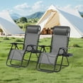 thumbnail image 2 of PXZEE Foldable Zero Gravity Chairs 2 Pack with Adjustable Pillow and Cup Holder Trays, Folding Lounge Chairs for Backyard or Beach, Ice Gray, 2 of 7