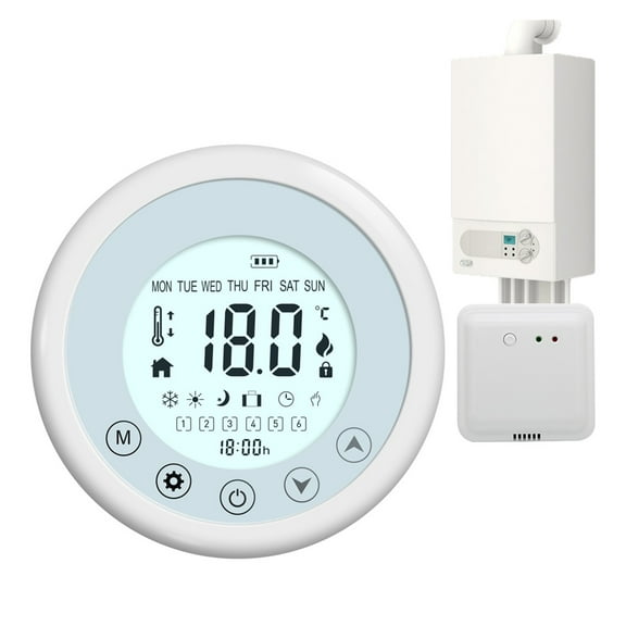 Wireless Thermostat For Gas Boiler Heating Room Weekly Programmable Temperature Controller Kit Battery Powered ,Easily DIY