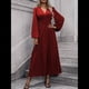 thumbnail image 5 of Vestido Holgado Informal con Escote en V, Corte A, Larga y Abertura Alta para Mujer. Vino Tinto XL, 5 of 7