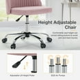 thumbnail image 5 of JOINSUN Mid-Back Vanity Chair, Adjustable Rolling Chair, Armless Modern Design for Home Office, Makeup & Small Spaces - Pink, 5 of 8