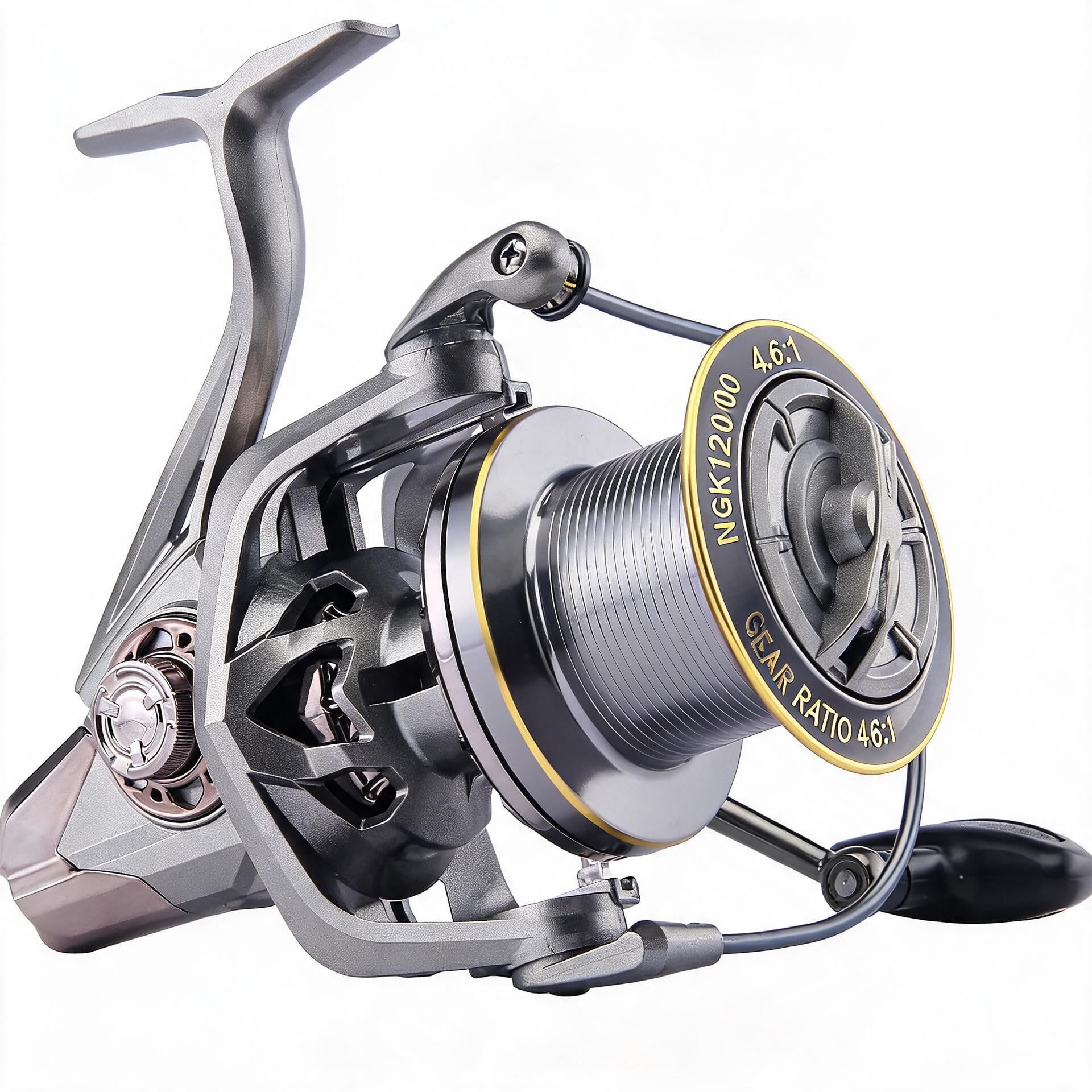 Spinning Reel 6+1 Ball Bearings Metal Surf Fishing Reel 55 lbs Max Drag Style Ht-ngk Size 12000