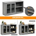 thumbnail image 5 of Sideboard Buffet Cabinet with Storage - Stackable Kitchen Cabinet Console Table with Adjustable Shelf and Sliding Glass Doors, Wooden Storage Cabinet for Dining Room, Living Room (Gray), 5 of 9