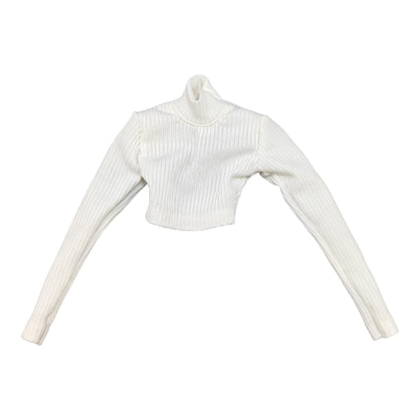 1:6 Crop Tops Femeninos Top Ajustado de Manga Larga Moda Clásica para Mujer de 12'' pulgadas Blanco