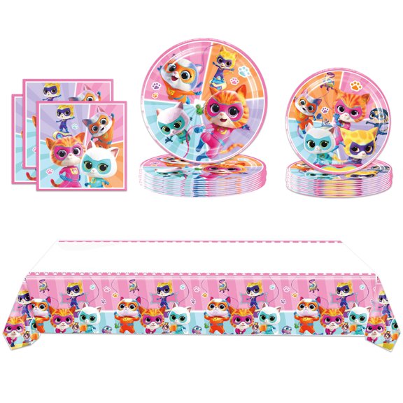 41Pcs Birthday Party Supplies, 20 Plates, 20 Napkins and 1 Tablecover for Party Decorations