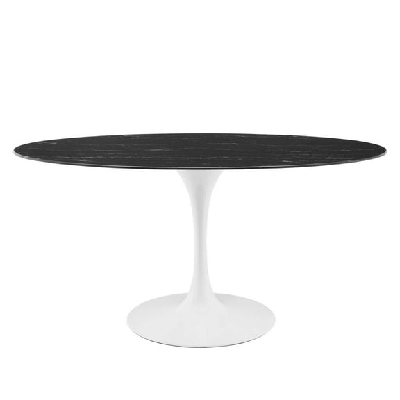 Lippa 60" Artificial Marble Dining Table-EEI-5186-WHI-BLK