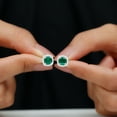 thumbnail image 6 of Rosec Jewels Lab Grown Emerald Stud Earrings with Diamond Halo (AAAA Grade), 925 Sterling Silver, 6 of 9
