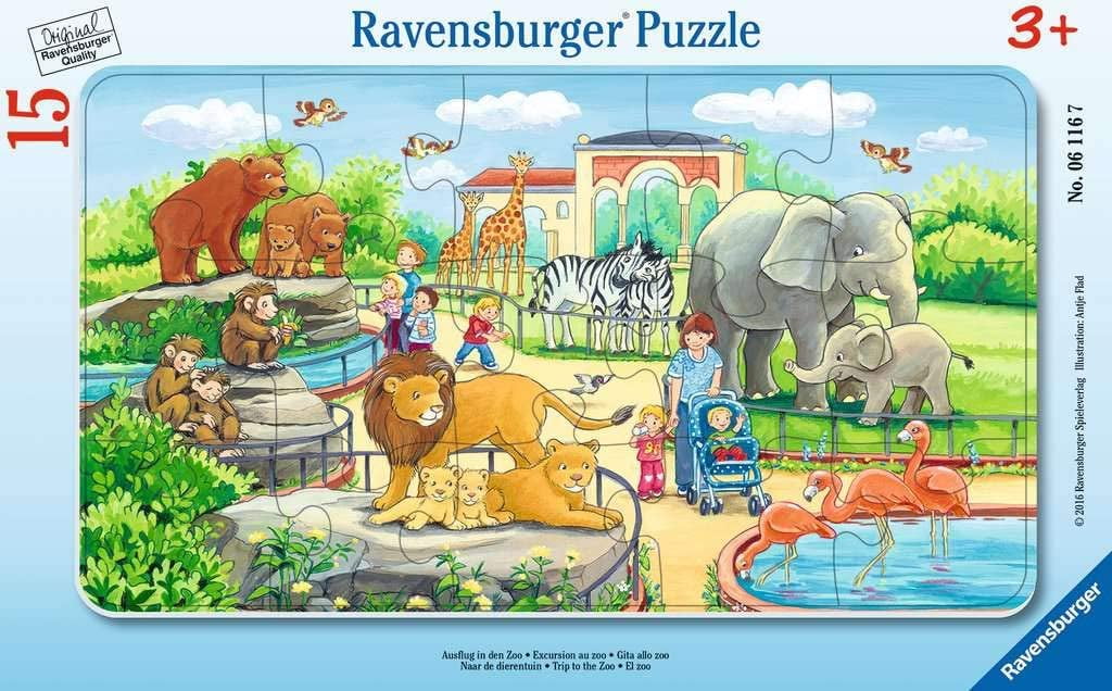 Minnaar Thespian Volg ons Ravensburger children's puzzle - 06116 trip to the zoo - frame puzzle for  children with 15 parts - Walmart.com