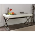 thumbnail image 2 of Bowery Hill Faux Leather Bench in White and Silver, 2 of 4