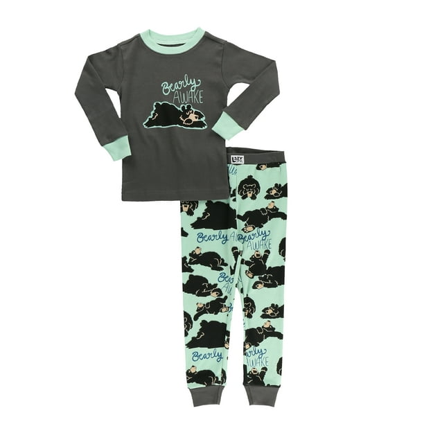 LazyOne Warm Long-Sleeve PJ Sets for Girls and Boys, Bearly Awake