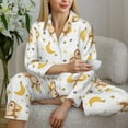 thumbnail image 6 of Pajama Sets for Women 2 Pcs, Cute Banana Monkey Button Down Long Sleeve Sleepwear Lounge PJ Sets, 6 of 6