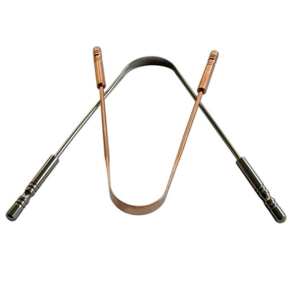 HealthGoodsIn - Set of Copper and Stainless Steel Tongue Cleaner | Copper and Stainless Steel Tongue Scraper for Clean Mouth and Fresh Breath | Set of Tongue Sweepers with Metal Grips