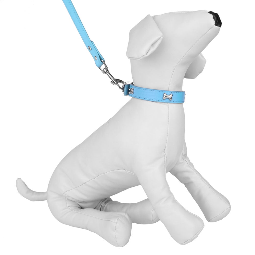 CUECUEPET Embellished Bone Charm Dog Collar and 44.5 inch Leash for Walking [Multiple Sizes]