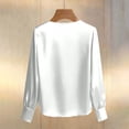 thumbnail image 5 of GUACER Womens Business Long Sleeve Tops Fashion Satin Round Neck Pearl Button Breathable Loose Office Blouses, 5 of 5