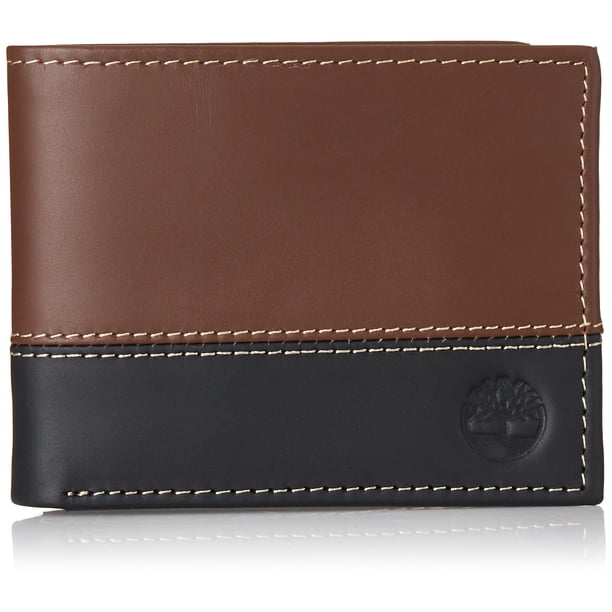 Billetera Timberland para Hombre de Cuero Bifold Passcase Híbrida Negro/Marrón