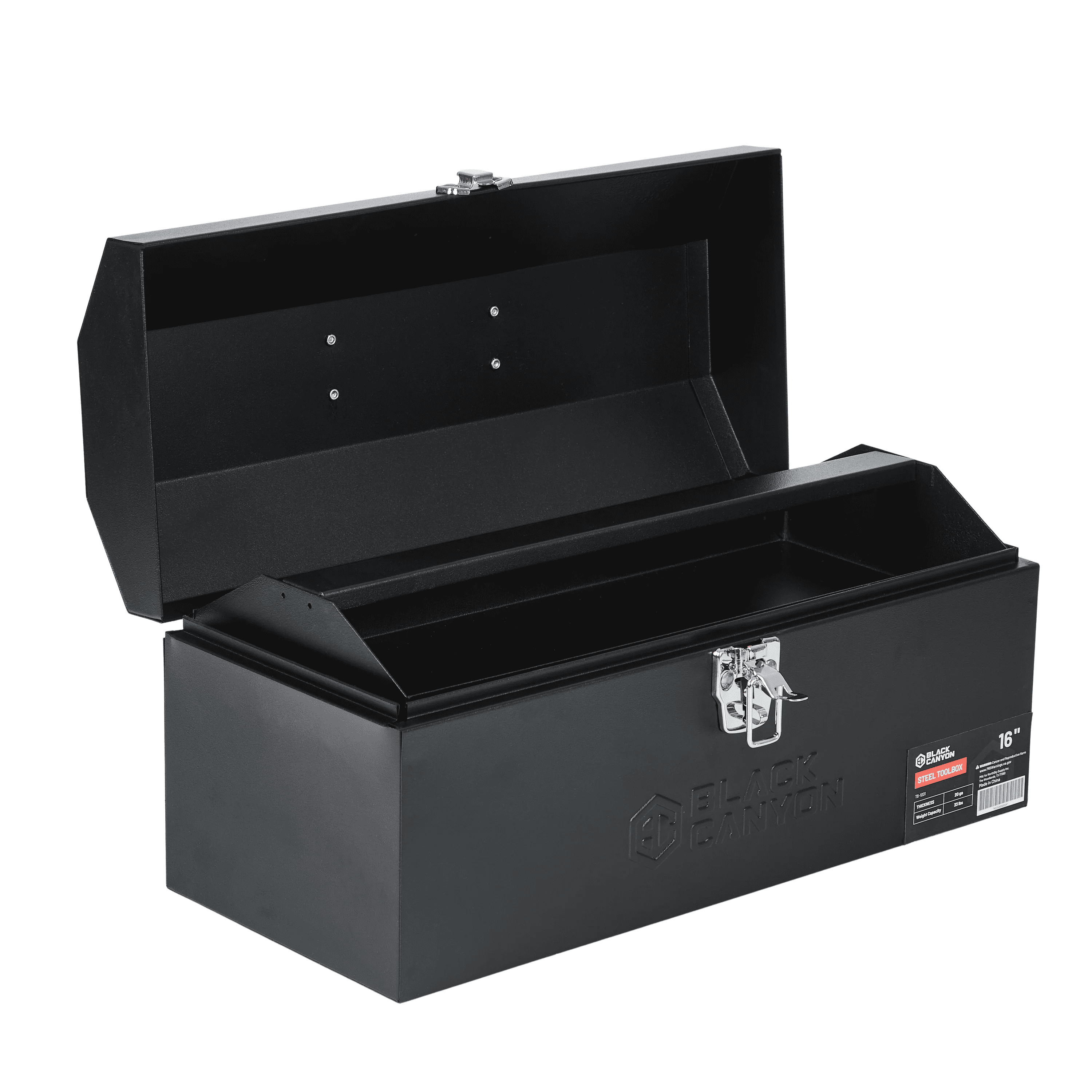 NorthSky 16" Steel Tool Box, Heavy Duty Carbon Steel, Portable Toolbox with Lockable Handle, 4 Anti-Slip Pads, for Trailer, Garage, Mechanic