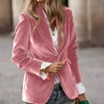 thumbnail image 2 of Women's Velvet Blazer Suit Jackets Business Casual Button Up Fall Winter Outerwear Work Office Coats 2025 Pink XL, 2 of 5