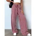 thumbnail image 6 of Pants Elastic Waist Palazzo Pants for Women Casual Lounge Wide Leg Pants Red L, 6 of 9