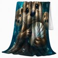 thumbnail image 2 of Playful Sea Otters Underwater Scene Translucent Bubbles, Playful Coastal Landscape Scene, Warm Flannel Blanket for Cabin and Lodge, Beach Lovers Housewarming Gift, Coastal Home Decor, 2 of 9