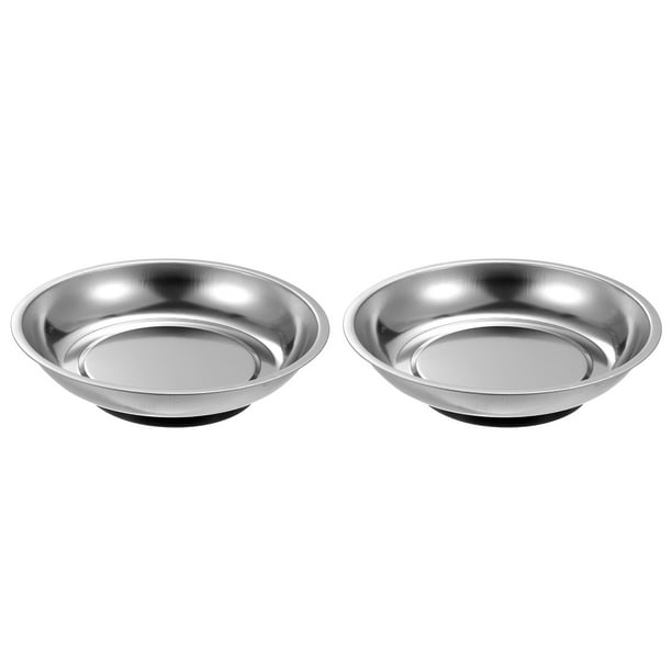 Uxcell 2 piezas Bandeja Magnética Redonda 6" x 1.42" Bandeja de Herramienta de Acero Inoxidable para Sujetar Tornillos, Tuercas y Pernos